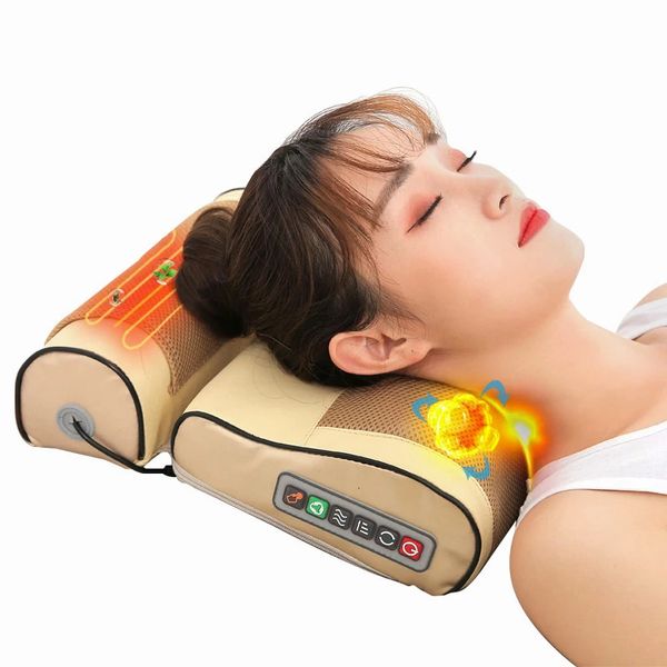 Massage cervical oreillers chauffage infrarouge cou épaule dos corps électrique Massage oreiller Shiatsu masseur appareil cervical sain Massageador Relaxation 231220