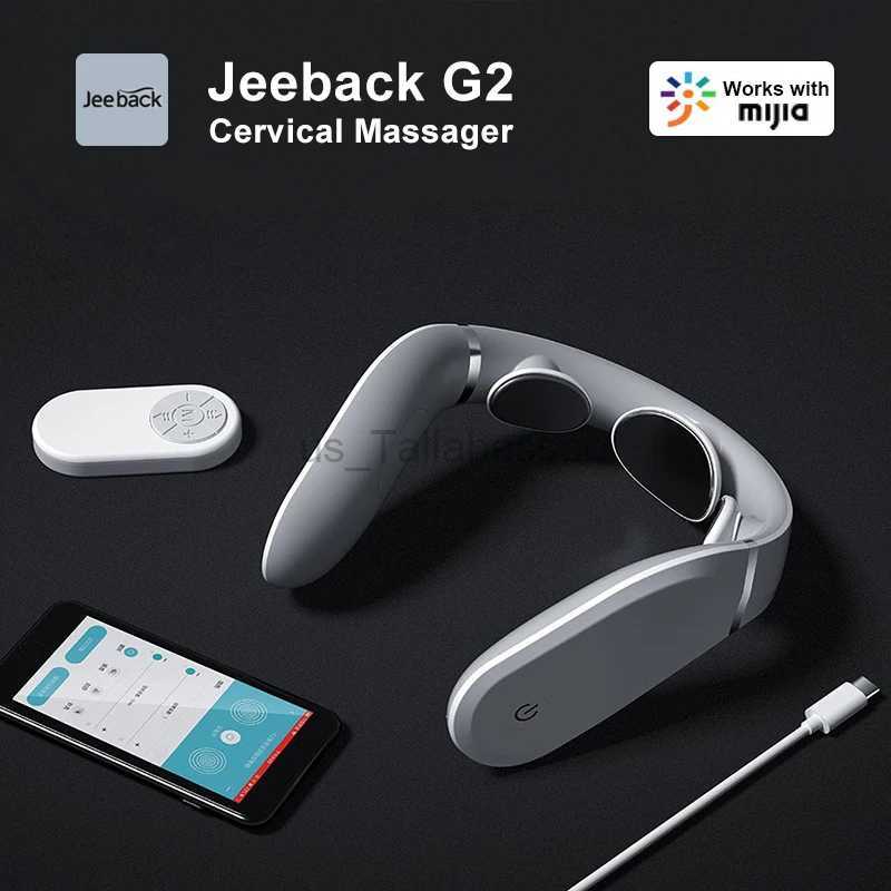 Massera nackkuddar Jeeback Cervical Massager G2 G3 Tens Pulse Back Neck Massager Mijia App Control 42 grader Hot Compress Neck Pain Relief 240322