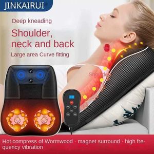 Massaging Neck Pillowws Jinkairui Electric Shiatsu Head Neck Cervical Ttraction Body Massager Car Back Pillow with Heating Vibrating Massage Device Q231123