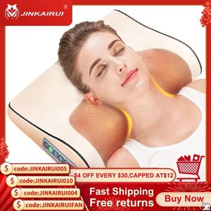 Cuscini massaggianti per il collo Jinkairui Riscaldamento a infrarossi Collo Spalla Schiena Corpo Cuscino per massaggio elettrico Dispositivo Shiatsu Massaggiatore per la salute cervicale Rilassamento 231218