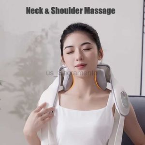 Oreillers de massage pour le cou Portable Bionic pétrissage profond 8D trapèze Massage musculaire serviette de massage du cou chauffant sans fil acupression cou épaule masseur 240323