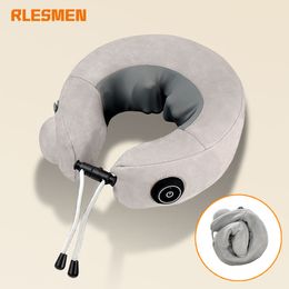 Almohadas de masaje para cuello RLESMEN Almohada de masaje Calefacción de 45 ° Masajeador de espalda y cuello Relajación Cervical Hombro Masaje eléctrico Almohada Cuidado de la salud Mujeres 230831