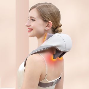 Masajeador de cuello Pillowws Shiatsu y masajeador de espalda con calor calmante inalámbrico eléctrico de tejido profundo 5D masaje de amasamiento almohada hombro pierna cuerpo 230825