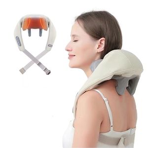 Nekkussen masseren Shiatsu nekmassageapparaat met warmte Elektrische stimulator voor rug-schoudermassagekussen Spierontspanning Cadeau voor familie 231208