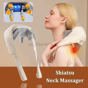 Massaging nek kussens shiatsu nek massager 3D elektrische draadloze verwarmde massagesjaal anti-stress ontspanning cervicale massager schouder ontspanning 240323