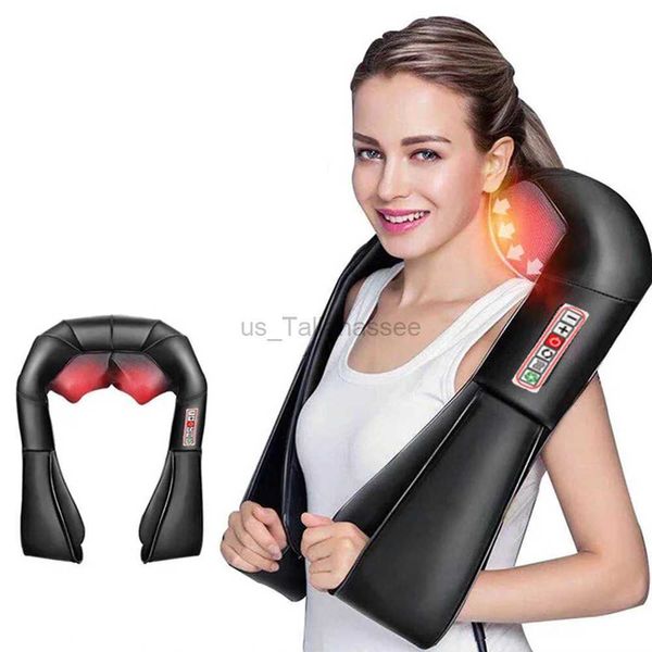 Almohadas de masaje para el cuello, chal de masaje para el hogar, coche, masaje eléctrico, forma de U, Shiatsu, cuello cervical, espalda, multifuncional, calefacción por infrarrojos, 240322