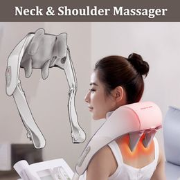 Massage du cou oreillers masseur d'épaule sans fil chauffé électrique châle de massage instrument de relaxation cervicale rechargeable avec 6 têtes 230920