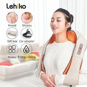 Oreillers de massage pour le cou en forme de U électrique Shiatsu pour le dos, le cou, les épaules, le corps, chauffage infrarouge, pétrissage 4D, dispositif de châle de massage pour voiture/maison 231202