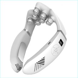 Massaging Neck Pillowws Verbeterde multifunctionele massager met slim oplaadbare verwarmingsijsrol voor kneden cervicale wervelkolom en warmer 230823