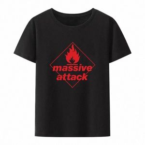 Massive Attack Noir Blanc Imprimer T-shirt Hip Hop Fi Hipster Y2k Streetwear Hommes Femmes British Rock Bands Casual Cool Shirt 80Ev #