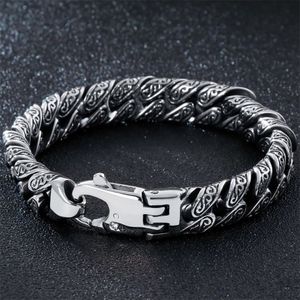 Bracelet en acier inoxydable lourd massif pour hommes Bracelets de chaîne à maillons pour hommes Bracelets en métal brassard bijoux à main cadeaux petit ami 220222229y