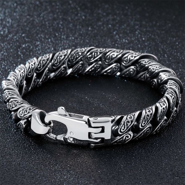 Massive Heavy Bracelet En Acier Inoxydable Pour Hommes Mens Lien Chaîne Bracelets Bracelets En Métal Brassard Main Bijoux Cadeaux Petit Ami 220222