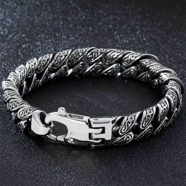 Bracelet en acier inoxydable lourd massif Bracelets de chaîne pour hommes Bracelets en métal pour hommes Brassard Bijoux à la main Cadeaux Boyfriend 211124