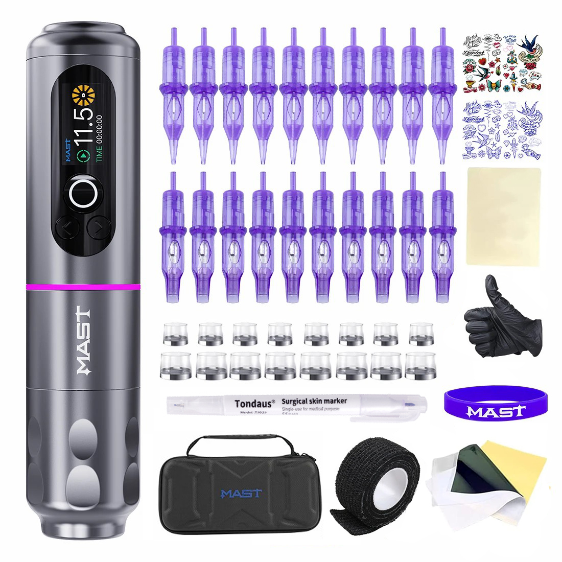 Mastro arqueiro 2 kit de tatuagem sem fio sem fio cartuchos de máquina de caneta sem escova TZ TZ-050