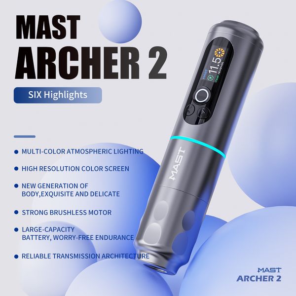 Mast Archer 2 Wireless Tattoo Pen Bürstenloser Motor Maschine Professionelle Rotary Gun WQP-050