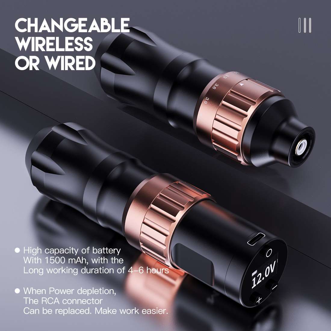 MAST FILL2 Wireless Tattoo Pen Machine 2.4-4.2mm Strokes Changeble Battery RCA Connection Gun WQP-046