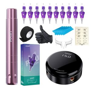 Mast Tattoo P10 RCA Rotary Machine Pen Permanente make-upkit met LED-display Voeding Pro Cartridge Naalden Benodigdheden Set 231225