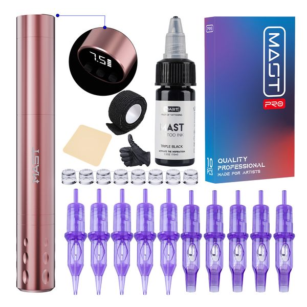 Mast Wirelesss Tattoo Kit Tour Air Pen Machine Cartuchos Agujas para maquillaje permanente SMP TZ101DC