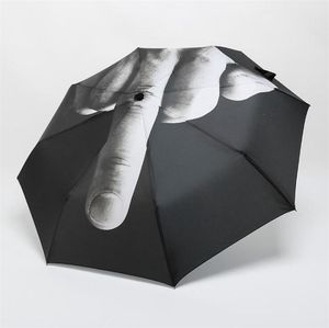 Master Creative Design Middenvinger Paraplu Regen Wind Up Up Yours Parbrella Creative Folding Parasol Fashion Impact Black Umbrella Rain Gear