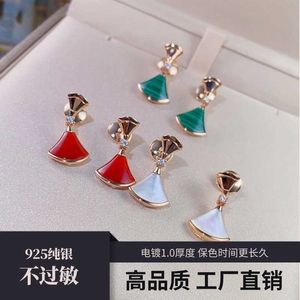 Master Design Charm Bvlgrily oorbellen voor vrouwen S925 Silver Small Rok Geplateerd 18k Rose Gold White Red Earring SR78