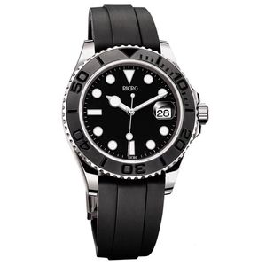 maître montres pour hommes bracelet en caoutchouc noir boîtier en acier inoxydable anneau en céramique verre saphir mécanique automatique mouvement 319G