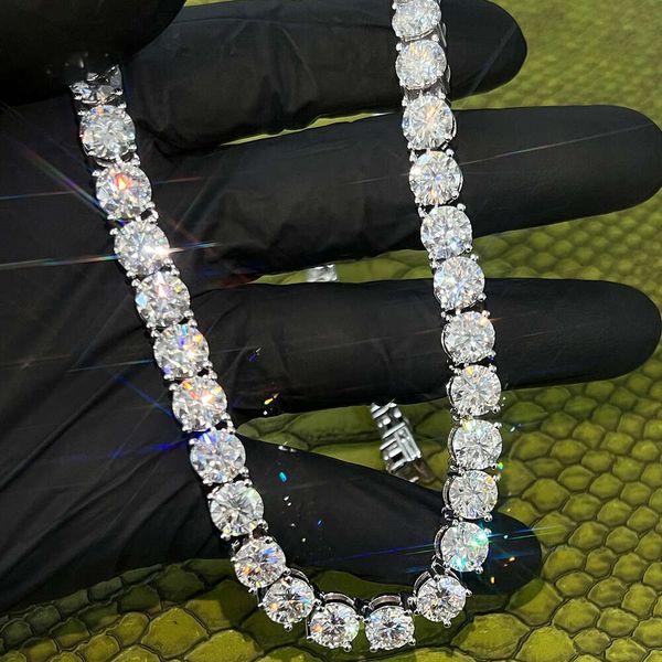 Master Rocks Jewelry Collier de tennis en diamant hip hop en argent sterling 925 glacé avec chaîne de tennis en moissanite de 8 mm