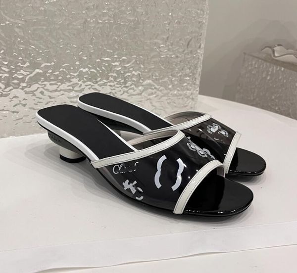 Zapatillas de mujer Master's Classic Made, piel lacada, película transparente, punta superior impresa, tacón de cuero auténtico, 3,5 cm, tamaño 35-42