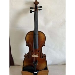 Maestro violín sólido flameado fondo de arce tapa de abeto tallada a mano K