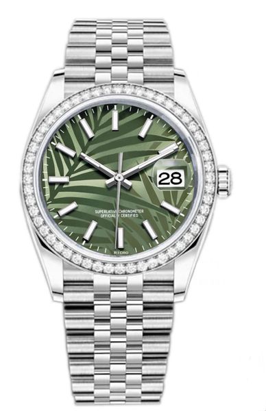 Montre principale style business verre saphir cadran sculpté vert boîtier en acier inoxydable mouvement mécanique automatique boucle déployante vente en gros et au détail