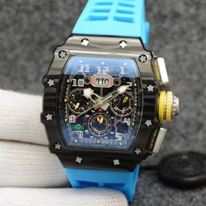 Master horloge, roestvrijstalen kast, mechanisch automatisch opwinden, booggesp, rubberen band, transparante achterkant uurwerk Dikte 18,5 mm