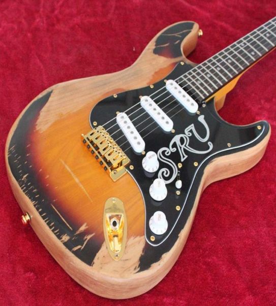 Masterbuilt Stevie Ray Vaughan Numéro One Strat Strat Guitare Guitare gauche Tremolo Bridge Gold Hardware Vintage Taillers1539052