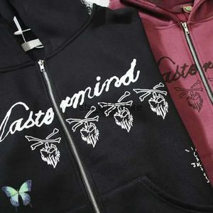 Mastermind Japan chaqueta Chaquetas de hombre Cactus Jack Mastermind Japón Borgoña Jersey Zip Sudadera con capucha Cárdigan con capucha MMJ 424