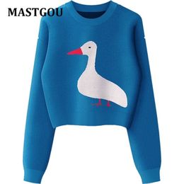 MASTGOU Broderie Animal Femmes Pull Automne Hiver Highstreet Style Pull Top Jacquard Tricot Chandails De Noël Pull Femme 210917