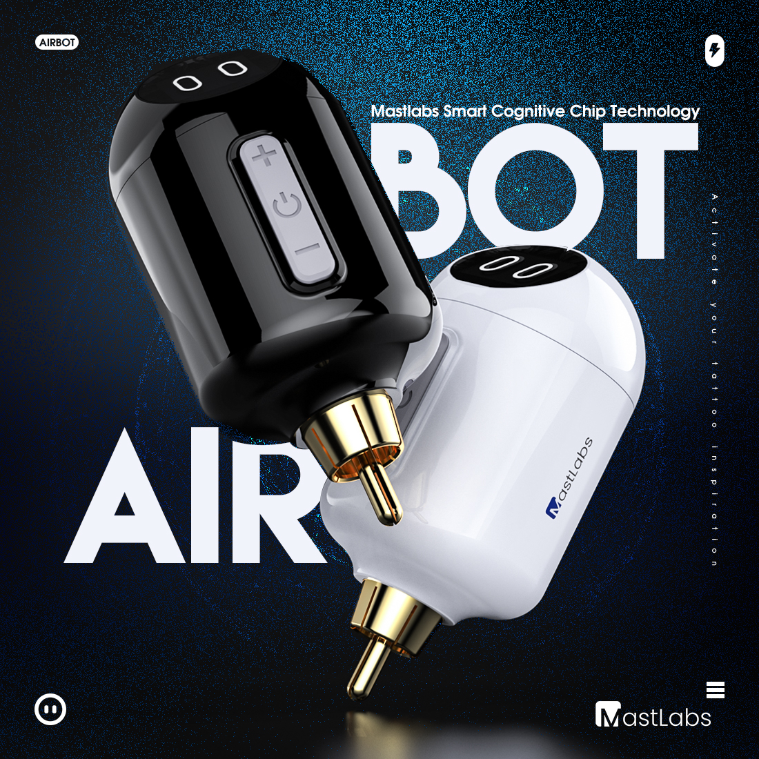 Mastlabs airbot draadloze voeding 1050 mAh batterij RCA -verbinding voor tattoo pen machine p320