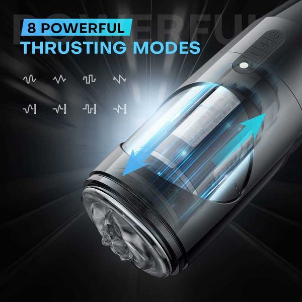 Juguete sexual masturbador taza eléctrica masculina automática con 8 modos de empuje y rotación de 360 grados Stroker manga texturizada 3D mamada CY40