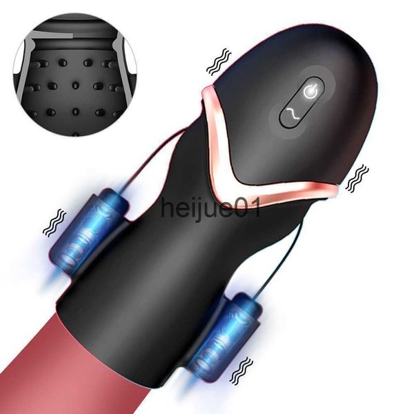 Masturbadores 10 Frecuencia Anillo de pene Vibrador Productos para adultos Anillo de pene Ejercitador de pene Masturbador masculino Estimulador de glande Juguetes sexuales para hombre x0926