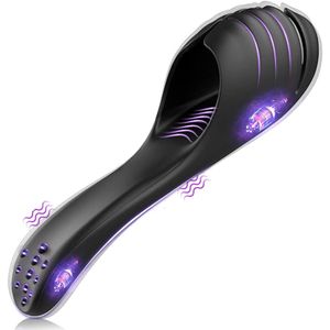 Masturbadores 2 Motores Vibrador de pene de mano ajustable 9 Vibraciones Glande Testículo Perineo Masajeador Juguetes sexuales masculinos para hombres 18 230808