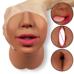 Masturbateurs 3 EN 1 Anus Vaginal Masturbateur Masculin Sexe Oral Réel Gorge Profonde Masturbation Avion Coupe Fellation Sexy Jouets pour Hommes 230314