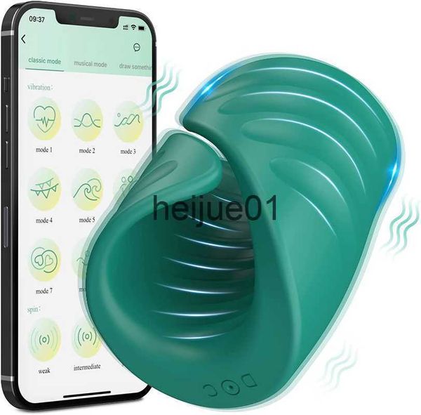 Masturbadores APLICACIÓN Remoto Masturbador masculino Juguete sexual para hombres Bluetooth Pene Entrenamiento Vibrador Inalámbrico Retardo Anillo de gallo Glans Trainer Sex Machine x0926