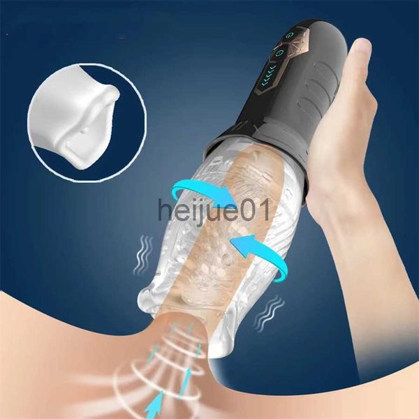 Masturbateurs Fellation automatique suce puissant bouche vagin masturbateur pour hommes 360 ° rotatif pénis exercice Masturbador outil sexuel pour hommes x0926