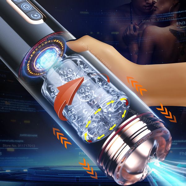 Masturbateurs Automatique Masturbateur Masculin Coupe Télescopique Rotatif Aspiration Vaginale Oral Sex Machine Utilisé pour Homme Poche Aspiration Masturbation Jouets 230720