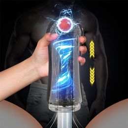 Masturbateurs Automatique Masturbateur Masculin Coupe Transparent Silicone Doux Sex Toys Vibration Fellation Sucer Machine Vagin Adulte Marchandises pour Hommes 220912