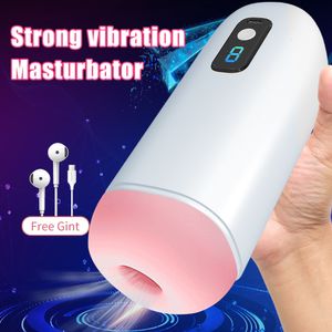 Masturbateurs automatique mâle masturbateur tasse forte vibration numérique pipe machine vraie chatte masturbation jouets sexuels pour hommes 230925