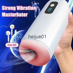 Masturbateurs automatique mâle masturbateur tasse vagin forte vibration numérique pipe machine vraie chatte masturbation adulte jouets sexuels pour hommes x0926