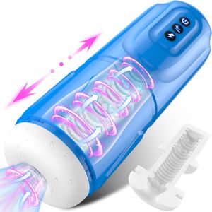 Masturbateurs sans poignées masturbateur masculin rotatif rétractable machine d'aspiration de sexe oral silicone souple masturbation vaginale tasse sex toy 230524