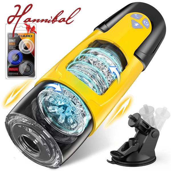 Masturbateurs Hannibal Masturbateurs masculins automatiques Tasse Thrushing Stimulation du pénis en rotation Pocket Stroker Toys Pussy Adult Sex Toys pour hommes 230725