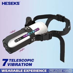 Masturbators HESEKS 7 Thrusting Vibrations Wearable Automatic Male Blowjob Vaginas Adult Masturbation Sex Toys For Men 18 230925