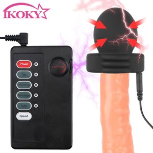 Masturbators Ikoky Electric Shock Penis Stimulator Glans Trainer Therapy Massage Training Training Volwassen producten Seksspeeltjes voor mannen 230404