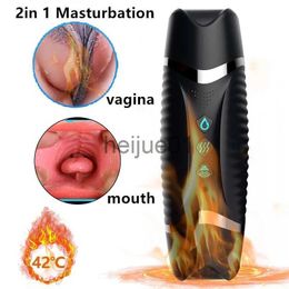 Masturbateurs Masturbateur masculin Coupe de pipe automatique Puissante succion Bouche vaginale Masturbateur chauffé intelligent Jouets sexuels pour adultes pour hommes x0926