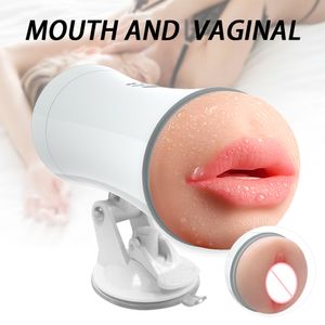 Masturbators masturbator voor mannen automatisch dual channel handvrije mannelijke masturbatie beker zuigmachine orale vaginale volwassen speelgoed 230307